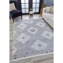 Diamond Pattern Rug|Machine-Washable Non-Slip Rug|Boho Washable Carpet|Housewarming Abstract Lines Area Rug|Multi-Purpose Anti-Slip Carpet