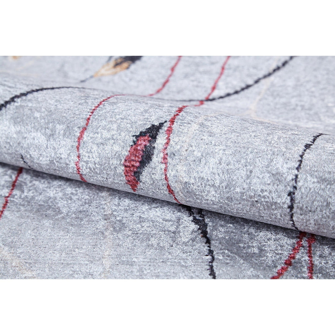 Bohemian Gray Rug|Machine-Washable Non-Slip Rug|Boho Washable Carpet|Housewarming Abstract Design Area Rug|Multi-Purpose Anti-Slip Carpet