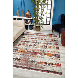 Turkish Kilim Rug|Rustic Pattern Machine-Washable Non-Slip Rug|Ethnic Design Washable Carpet|Anatolian Style Multi-Purpose Anti-Slip Carpet