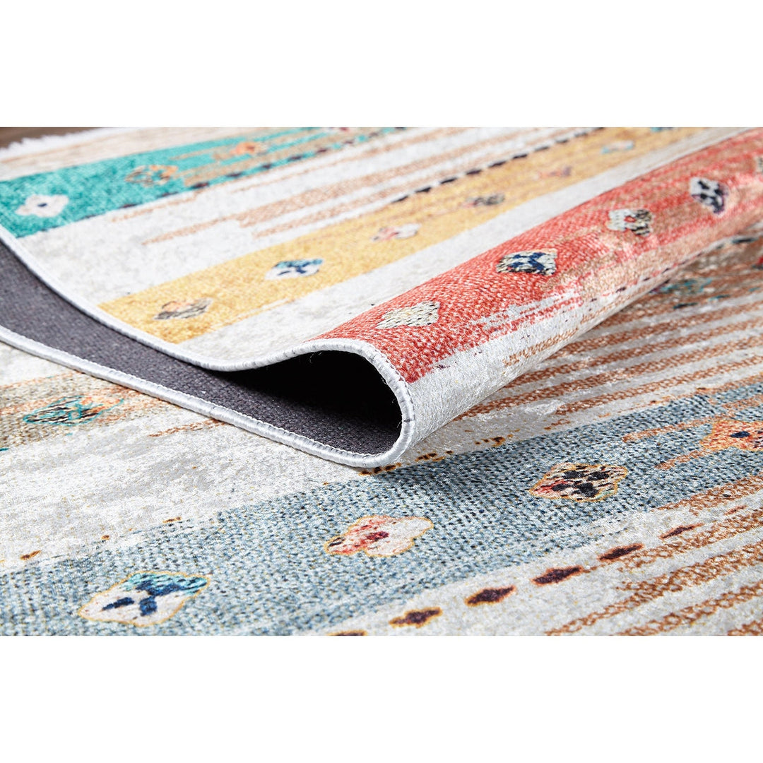 Ethnic Design Rug|Machine-Washable Carpet|Rustic Turkish Kilim Pattern Non-Slip Rug|Farmhouse Style Modern Multi-Purpose Anti-Slip Carpet