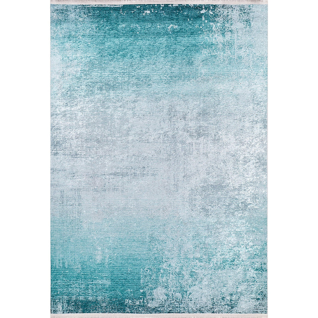 Turquoise Area Rug|Machine-Washable Non-Slip Rug|Color Transition Design Washable Carpet|Decorative Area Rug|Multi-Purpose Anti-Slip Carpet