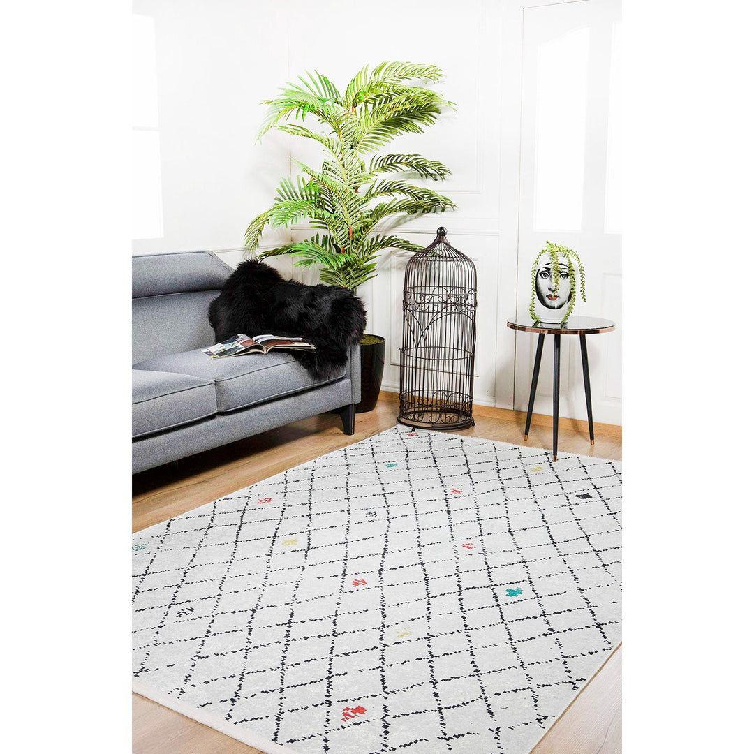 Diamond Pattern Rug|Machine-Washable Rug|Modern Style Non-Slip Carpet|Ethnic Washable Carpet|Geometric Area Rug|Multi-Purpose Anti-Slip Rug