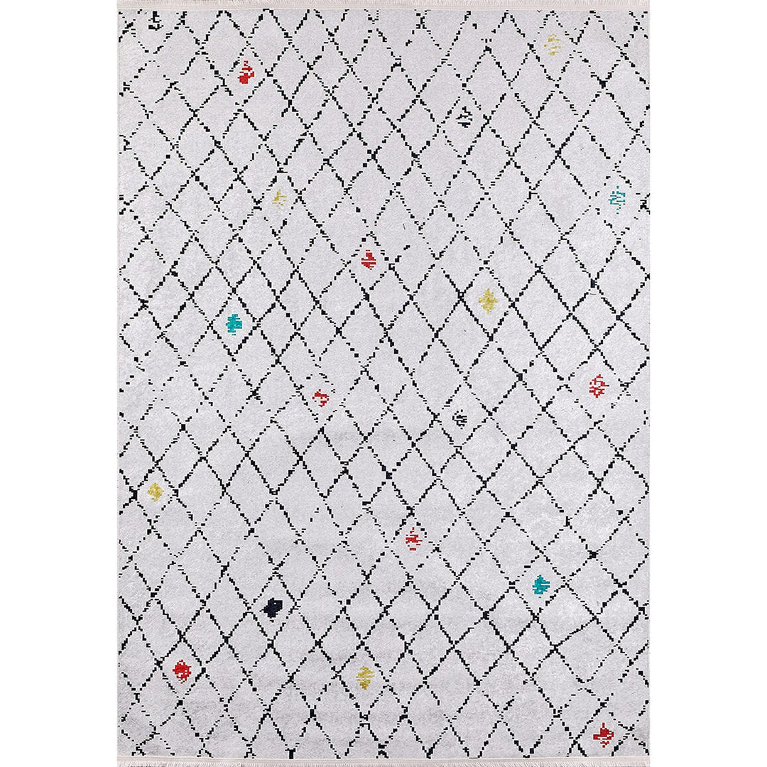 Diamond Pattern Rug|Machine-Washable Rug|Modern Style Non-Slip Carpet|Ethnic Washable Carpet|Geometric Area Rug|Multi-Purpose Anti-Slip Rug