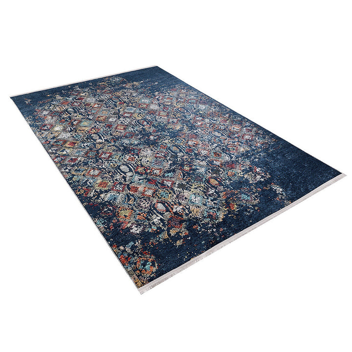 Worn Looking Rug|Machine-Washable Non-Slip Rug|Ethnic Multicolor Vintage Style Washable Carpet|Traditional Multi-Purpose Anti-Slip Carpet