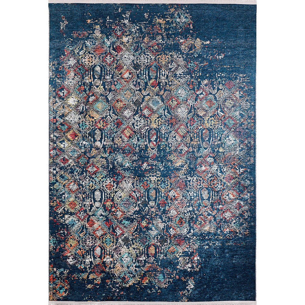 Worn Looking Rug|Machine-Washable Non-Slip Rug|Ethnic Multicolor Vintage Style Washable Carpet|Traditional Multi-Purpose Anti-Slip Carpet