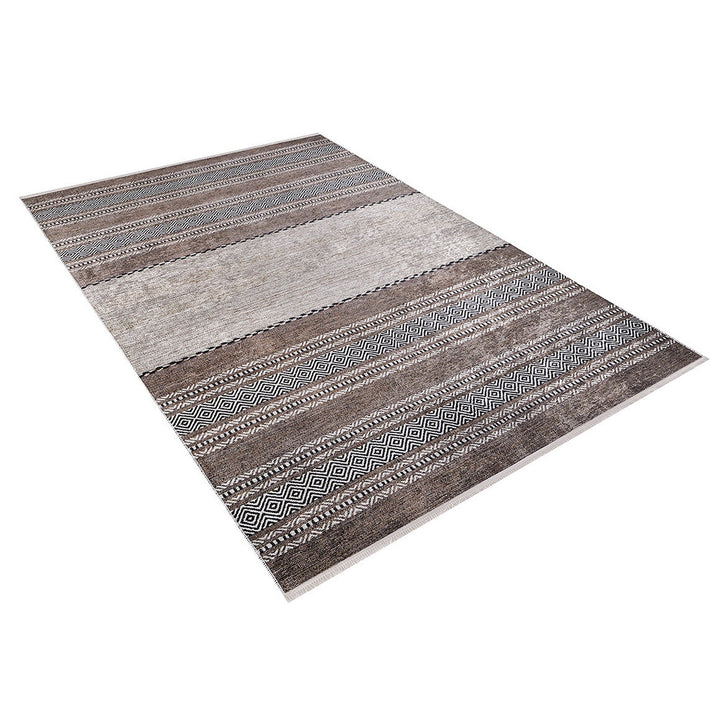 Geometric IKAT Rug|Abstract Brown Rug|Modern Non-Slip Carpet|Farmhouse Style Washable Carpet|Decorative Area Rug|Multi-Purpose Anti-Slip Rug