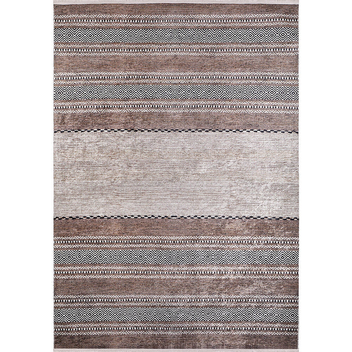 Geometric IKAT Rug|Abstract Brown Rug|Modern Non-Slip Carpet|Farmhouse Style Washable Carpet|Decorative Area Rug|Multi-Purpose Anti-Slip Rug