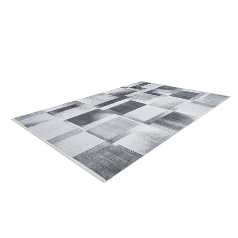 Gray Beige Area Rug|Machine-Washable Non-Slip Rug|Boho Washable Carpet|Housewarming Abstract Shapes Area Rug|Multi-Purpose Anti-Slip Carpet