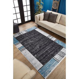 Geometric Design Rug|Modern Machine-Washable Non-Slip Rug|Bordered Abstract Washable Carpet|Decorative Rug|Multi-Purpose Anti-Slip Carpet