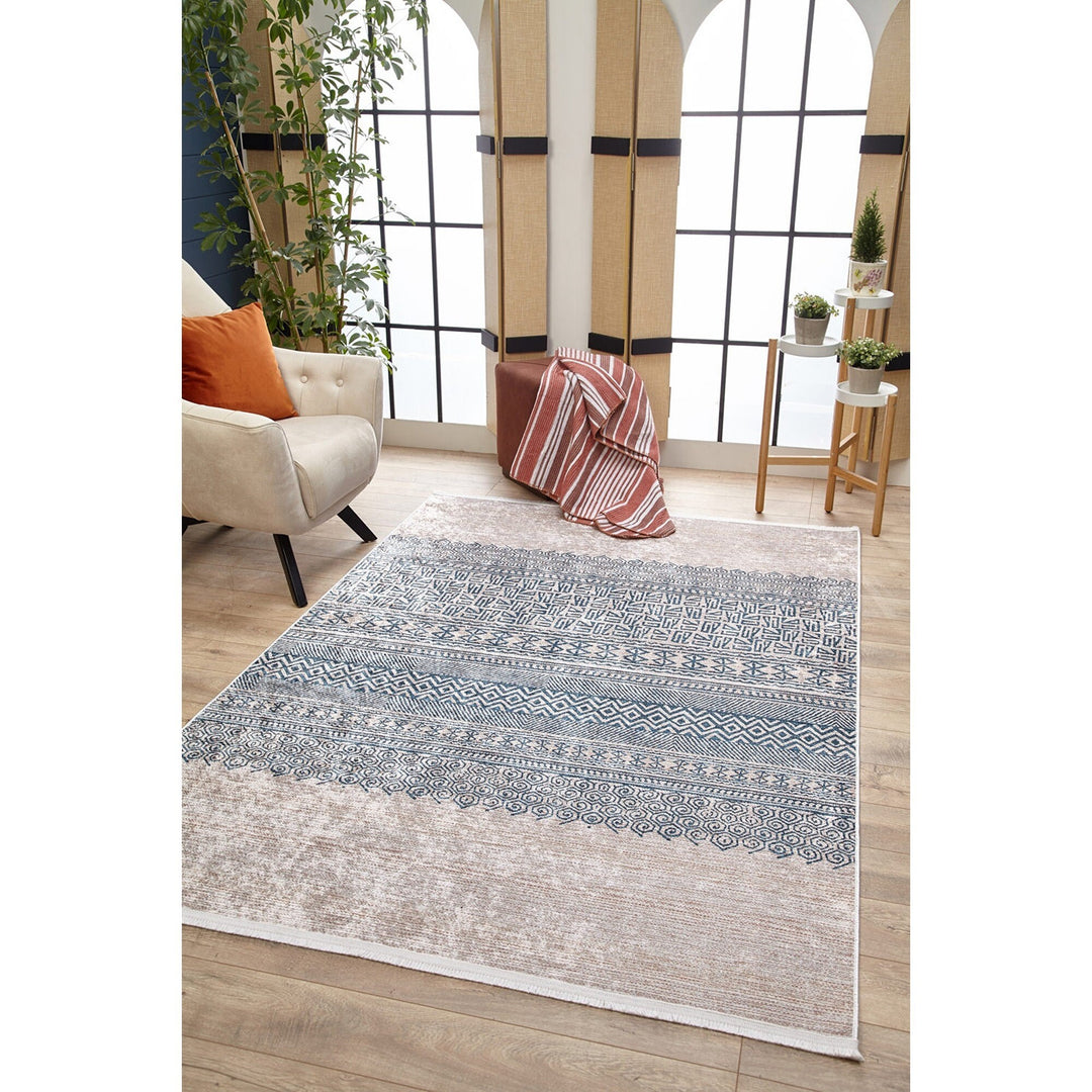 Ethnic Geometric Rug|Machine-Washable Bohemian Non-Slip Rug|Boho Design Washable Carpet|Decorative Area Rug|Multi-Purpose Anti-Slip Carpet