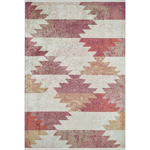 Kilim Pattern Rug|Decorative Anatolian Area Rug|Machine-Washable Non-Slip Rug|Ethnic Design Washable Carpet|Multi-Purpose Anti-Slip Carpet