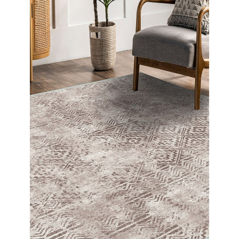 Brown Beige Area Rug|Machine-Washable Non-Slip Rug|Diamond Design Worn Looking Decorative Carpet|Boho Style Multi-Purpose Anti-Slip Carpet