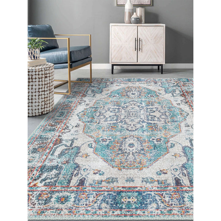 Vintage Looking Rug|Anatolian Style Multi-Purpose Anti-Slip Carpet|Machine-Washable Non-Slip Rug|Ethnic Worn Style Turkish Kilim Carpet