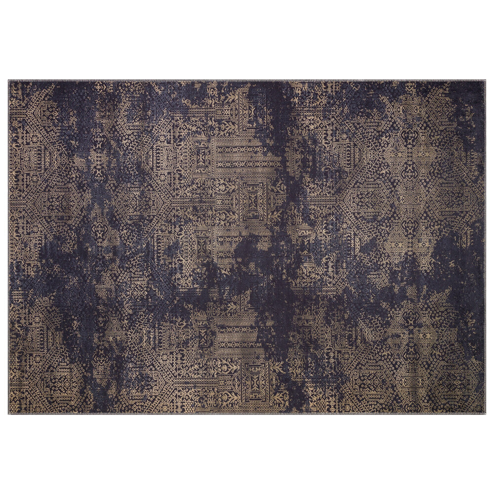 Brown Area Rug|Machine-Washable Non-Slip Rug|Ethnic Worn Looking Brown Carpet|Traditional Farmhouse Style Multi-Purpose Anti-Slip Carpet