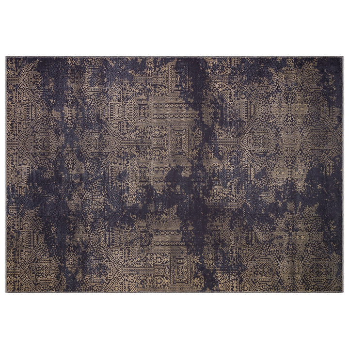 Brown Area Rug|Machine-Washable Non-Slip Rug|Ethnic Worn Looking Brown Carpet|Traditional Farmhouse Style Multi-Purpose Anti-Slip Carpet