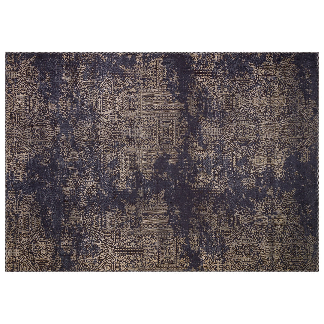 Brown Area Rug|Machine-Washable Non-Slip Rug|Ethnic Worn Looking Brown Carpet|Traditional Farmhouse Style Multi-Purpose Anti-Slip Carpet