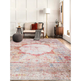 Turkish Area Rug|Ethnic Design Carpet|Vintage Looking Machine-Washable Non-Slip Rug|Traditional Multi-Purpose Anti-Slip Living Room Carpet