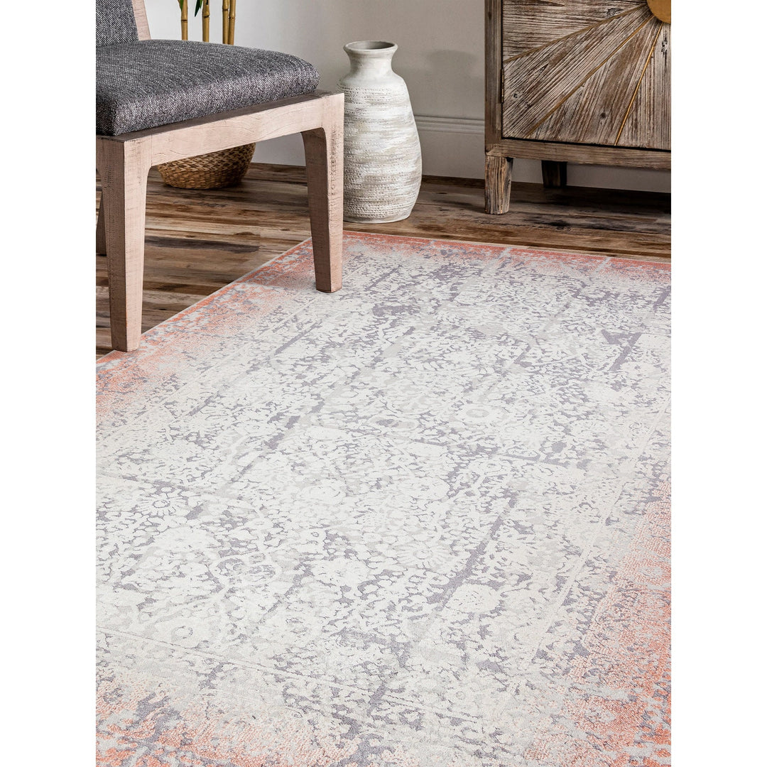 Vintage Looking Rug|Machine-Washable Non-Slip Rug|Abstract Worn Looking Orange Beige Carpet|Boho Design Multi-Purpose Anti-Slip Floor Carpet