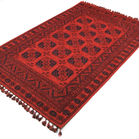 Afghan Pattern Rug|Machine-Washable Ethnic Area Rug|Classic Oriental Carpet|Farmhouse Style Multi-Purpose Carpet|Non-Slip Living Room Decor