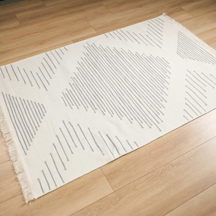 Geometric Kilim Rug|Machine-Washable Double Sided Soft Rug|Striped Diamond Kilim Carpet|Ethnic Design Multi-Purpose Reversible Floor Carpet