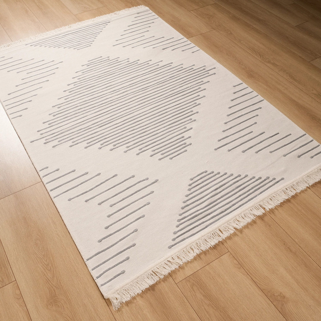 Geometric Kilim Rug|Machine-Washable Double Sided Soft Rug|Striped Diamond Kilim Carpet|Ethnic Design Multi-Purpose Reversible Floor Carpet