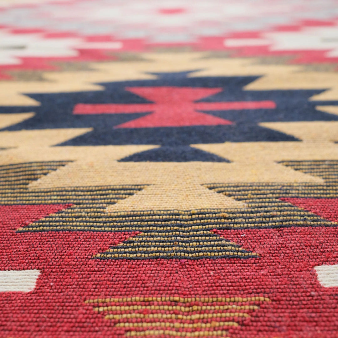 Turkish Kilim Rug|Machine-Washable Double Sided Soft Rug|Colorful Rug Design Carpet|Geometric Multi-Purpose Reversible Living Room Carpet