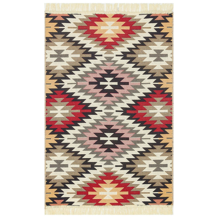 Turkish Kilim Rug|Machine-Washable Double Sided Soft Rug|Colorful Rug Design Carpet|Geometric Multi-Purpose Reversible Living Room Carpet