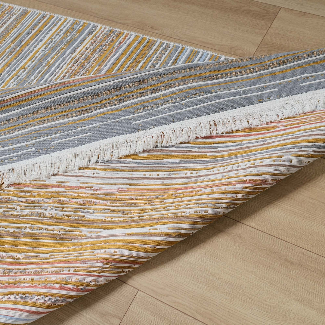 Striped Kilim Rug|Machine-Washable Double Sided Soft Rug|Farmhouse Abstract Kilim Carpet|Modern Design Multi-Purpose Reversible Floor Carpet