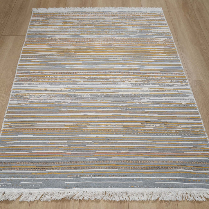 Striped Kilim Rug|Machine-Washable Double Sided Soft Rug|Farmhouse Abstract Kilim Carpet|Modern Design Multi-Purpose Reversible Floor Carpet