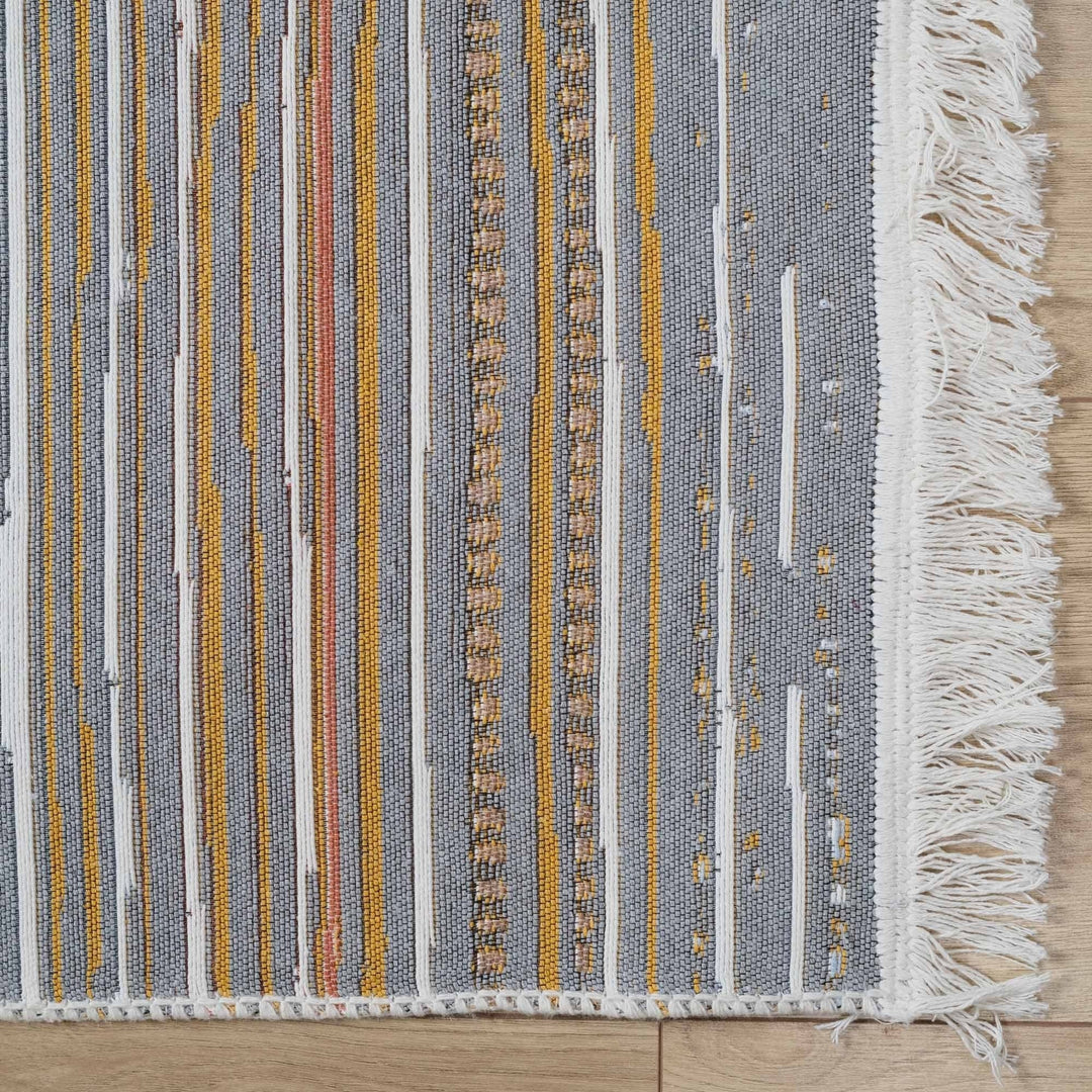 Striped Kilim Rug|Machine-Washable Double Sided Soft Rug|Farmhouse Abstract Kilim Carpet|Modern Design Multi-Purpose Reversible Floor Carpet