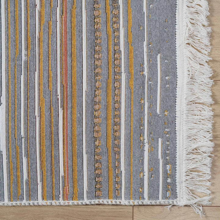 Striped Kilim Rug|Machine-Washable Double Sided Soft Rug|Farmhouse Abstract Kilim Carpet|Modern Design Multi-Purpose Reversible Floor Carpet