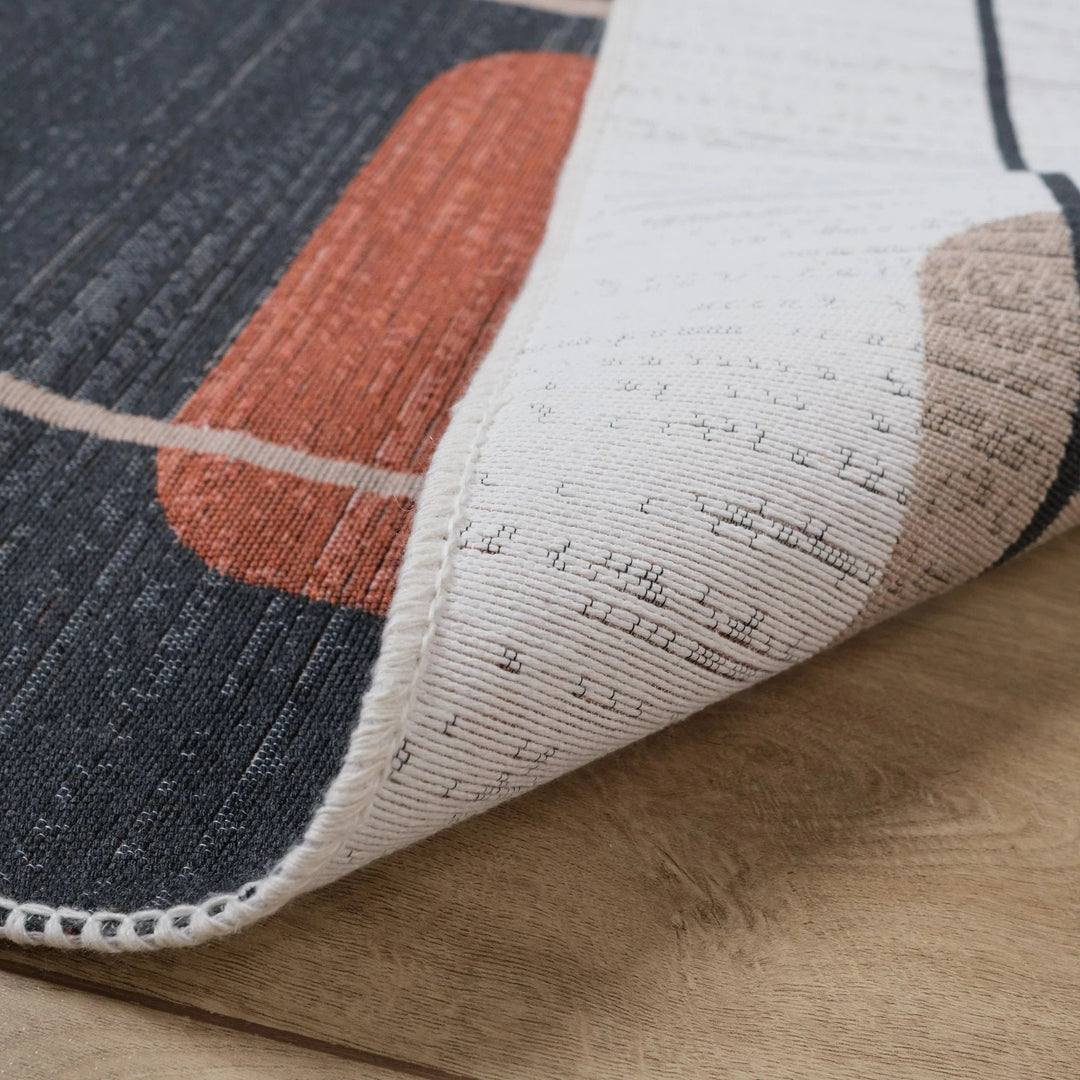 Abstract Kilim Rug|Machine-Washable Double Sided Soft Rug|Geometric Farmhouse Kilim Carpet|Modern Style Multi-Purpose Reversible Floor Rug