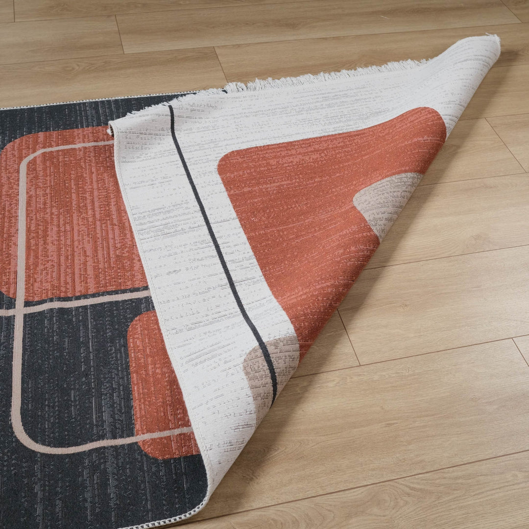 Abstract Kilim Rug|Machine-Washable Double Sided Soft Rug|Geometric Farmhouse Kilim Carpet|Modern Style Multi-Purpose Reversible Floor Rug
