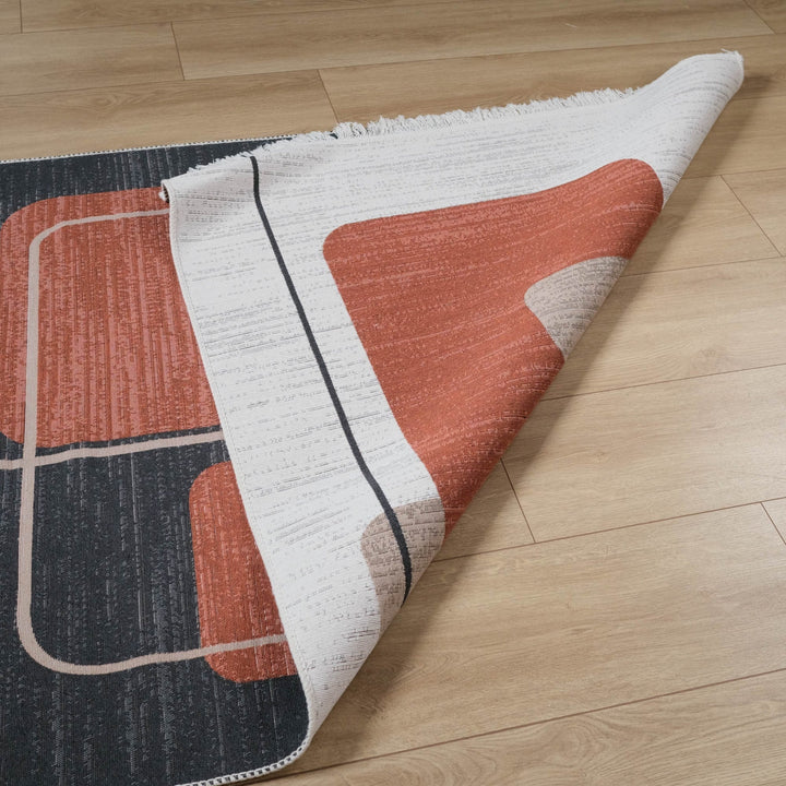 Abstract Kilim Rug|Machine-Washable Double Sided Soft Rug|Geometric Farmhouse Kilim Carpet|Modern Style Multi-Purpose Reversible Floor Rug