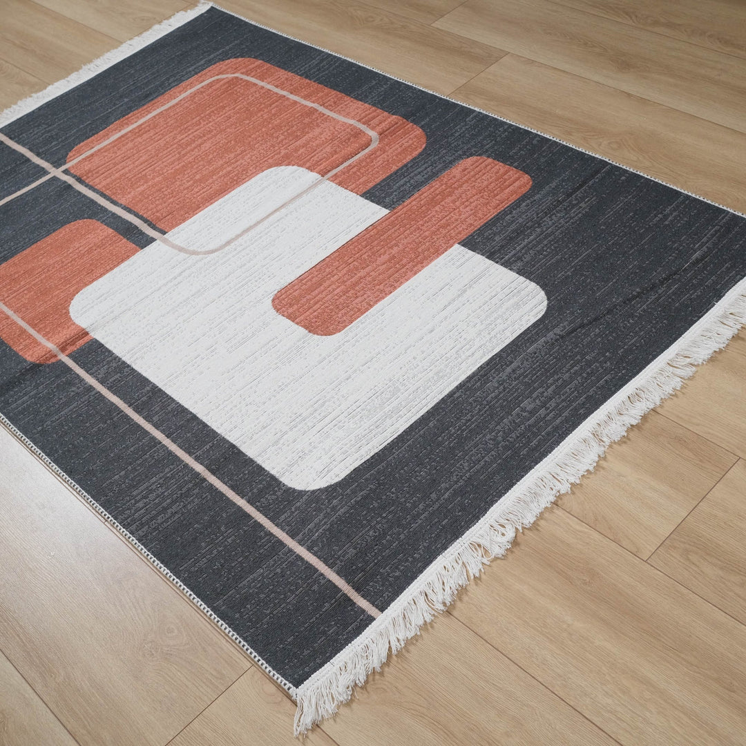 Abstract Kilim Rug|Machine-Washable Double Sided Soft Rug|Geometric Farmhouse Kilim Carpet|Modern Style Multi-Purpose Reversible Floor Rug