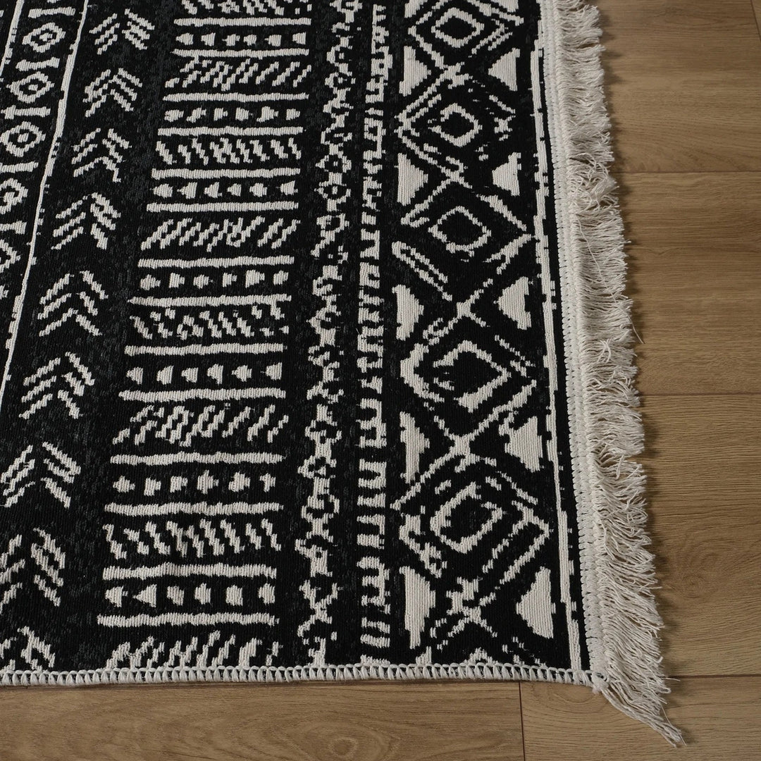 Ethnic Kilim Rug|Machine-Washable Double Sided Soft Rug|Nordic Pattern Kilim Carpet|Scandinavian Multi-Purpose Reversible Modern Carpet