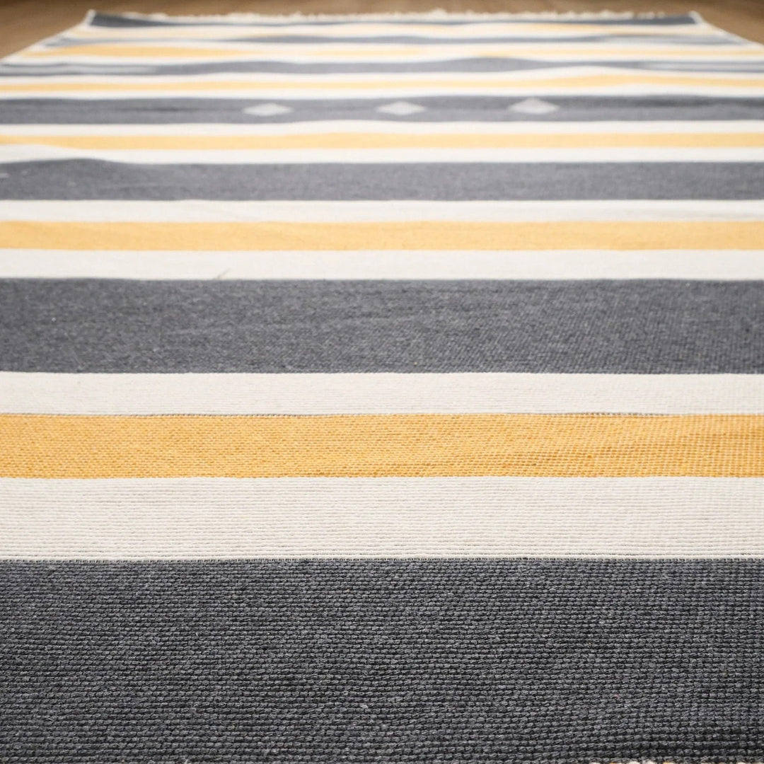 Geometric Kilim Rug|Machine-Washable Double Sided Soft Rug|Farmhouse Striped Kilim Carpet|Abstract Multi-Purpose Reversible Floor Carpet