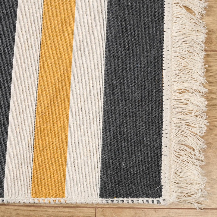 Geometric Kilim Rug|Machine-Washable Double Sided Soft Rug|Farmhouse Striped Kilim Carpet|Abstract Multi-Purpose Reversible Floor Carpet