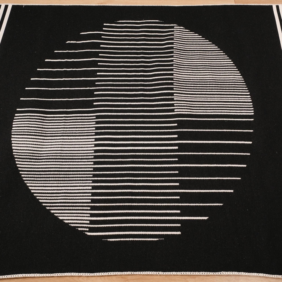 Geometric Kilim Rug|Machine-Washable Double Sided Soft Rug|Striped Farmhouse Kilim Carpet|Modern Style Multi-Purpose Reversible Floor Carpet