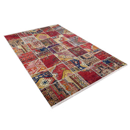 Ethnic Patchwork Rug|Machine-Washable Non-Slip Rug|Oriental Pattern Washable Carpet|Decorative Rustic Rug|Multi-Purpose Anti-Slip Carpet