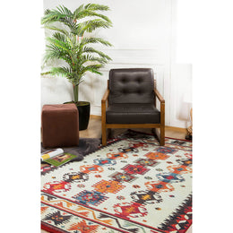 Ethnic Design Rug|Machine-Washable Carpet|Geometric Turkish Kilim Pattern Non-Slip Rug|Farmhouse Style Multi-Purpose Anti-Slip Carpet