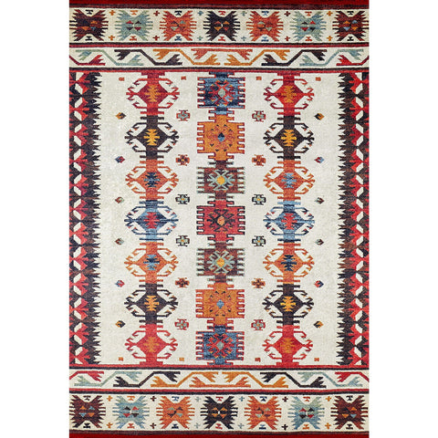 Ethnic Design Rug|Machine-Washable Carpet|Geometric Turkish Kilim Pattern Non-Slip Rug|Farmhouse Style Multi-Purpose Anti-Slip Carpet