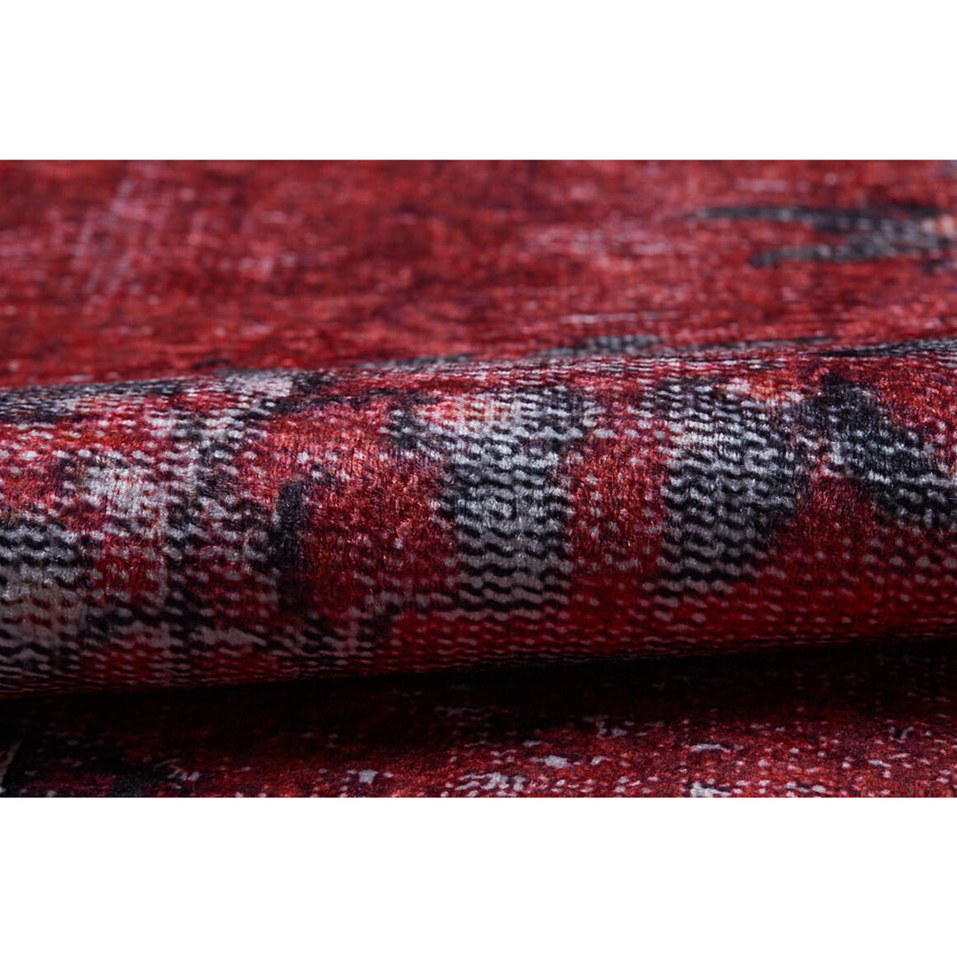 Vintage Style Rug|Ethnic Anatolian Design Washable Carpet|Machine-Washable Non-Slip Rug|Rustic Worn Looking Multi-Purpose Anti-Slip Carpet