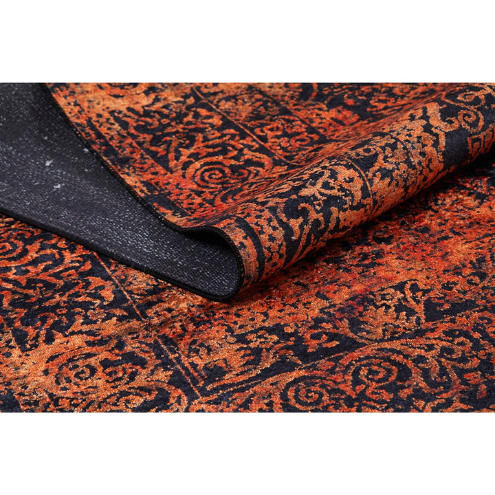 Vintage Style Rug|Rustic Worn Looking Multi-Purpose Anti-Slip Carpet|Machine-Washable Non-Slip Rug|Ethnic Anatolian Design Washable Carpet