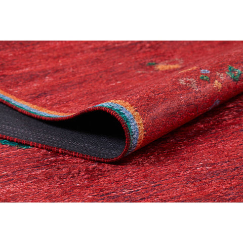 Red Ethnic Rug|Oriental Washable Carpet|Farmhouse Style Machine-Washable Non-Slip Rug|Decorative Area Rug|Multi-Purpose Anti-Slip Carpet