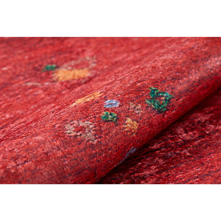 Red Ethnic Rug|Oriental Washable Carpet|Farmhouse Style Machine-Washable Non-Slip Rug|Decorative Area Rug|Multi-Purpose Anti-Slip Carpet