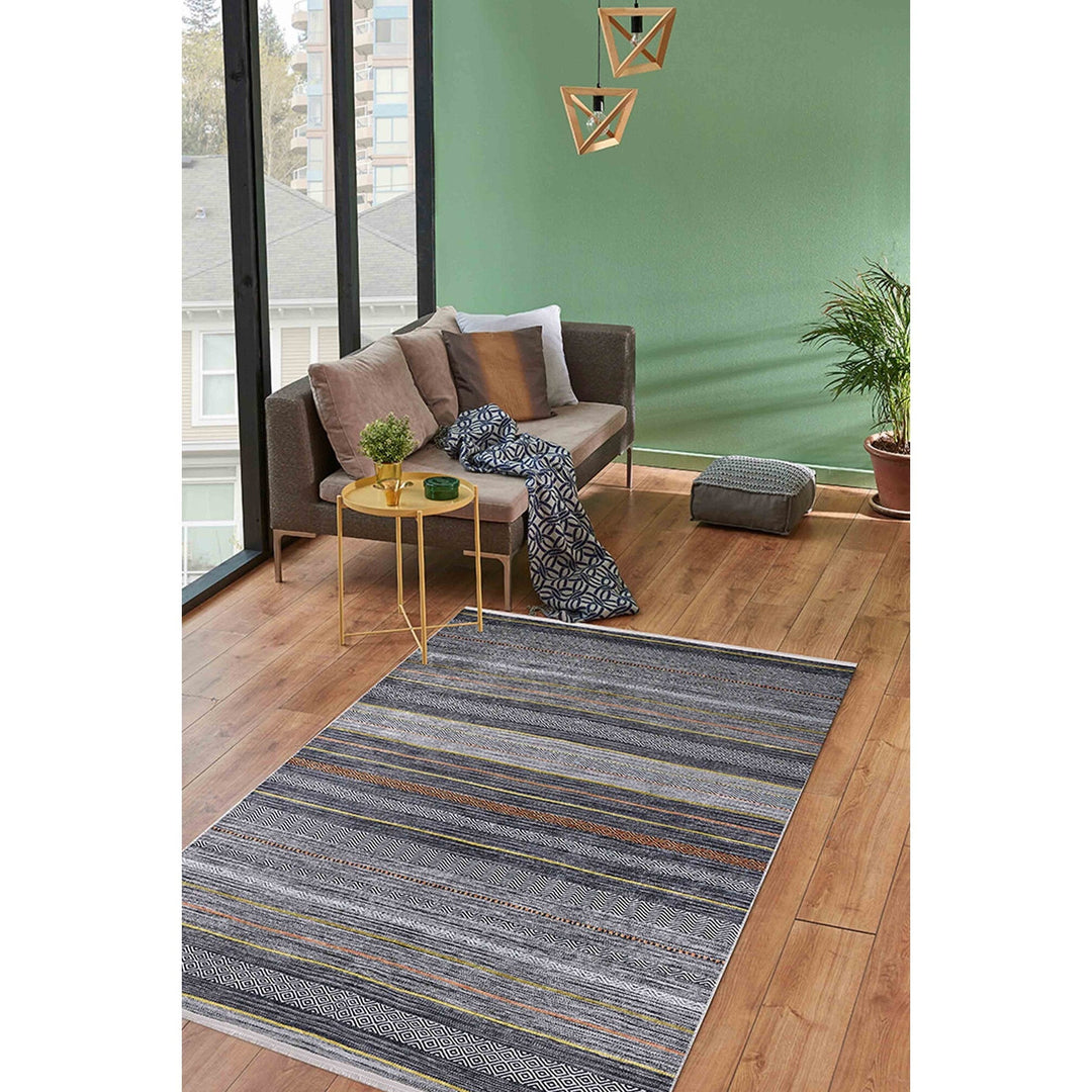 IKAT Detailed Rug|Abstract Design Rug|Modern Style Non-Slip Carpet|Farmhouse Washable Carpet|Decorative Area Rug|Multi-Purpose Anti-Slip Rug