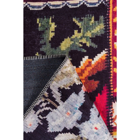 Floral Patchwork Rug|Machine-Washable Non-Slip Rug|Floral Kilim Carpet|Traditional Multi-Purpose Anti-Slip Carpet|Decorative Flower Rug