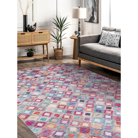 Bohemian Area Rug|Decorative Machine-Washable Non-Slip Rug|Abstract Geometric Design Rug|Living Room Decor|Multi-Purpose Anti-Slip Carpet