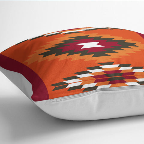 Rug Design Pillow Cover|Ethnic Farmhouse Cushion Cover|Terracotta Southwestern Cushion Case|Aztec Home Decor|Decorative Geometric Pillowtop